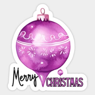 Purple Pink Magenta Large Christmas Ball Ornament with Merry Christmas Sticker